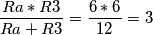 \frac{Ra*R3}{Ra+R3}=\frac{6*6}{12}=3 \frac{Ra*R3}{Ra+R3}=\frac{6*6}{12}=3