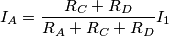 I_A=\frac{R_C+R_D}{R_A+R_C+R_D} I_1