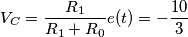 V_C=\frac{R_1}{R_1+R_0}e(t)=-\frac{10}{3}