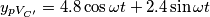 \ y_{pV_{C'}}=4.8\cos\omega t+2.4\sin \omega t \ y_{pV_{C'}}=4.8\cos\omega t+2.4\sin \omega t