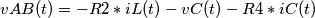 vAB(t)= -R2*iL(t)-vC(t)-R4*iC(t)