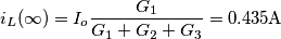 i_L(\infty)=I_o\frac{G_1}{G_1+G_2+G_3}=0.435\text{A}