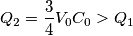 Q_2 = \frac{3}{4}V_0C_0>Q_1