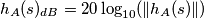h_A(s)_{dB} = 20 \log_{10} (\|h_A(s)\|)