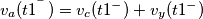 v_{a}(t1^{^{-}})=v_{c}(t1^{-})+v_{y}(t1^{-})