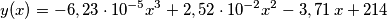 y(x)=-6,23\cdot 10^{-5}x^{3}+2,52\cdot 10^{-2}x^{2}-3,71\,x+214 y(x)=-6,23\cdot 10^{-5}x^{3}+2,52\cdot 10^{-2}x^{2}-3,71\,x+214