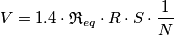 V = 1.4 \cdot \mathfrak{R}_{eq} \cdot R \cdot S \cdot {1 \over N}