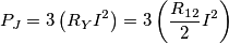 {{P}_{J}}=3\left( {{R}_{Y}}{{I}^{2}} \right)=3\left( \frac{{{R}_{12}}}{2}{{I}^{2}} \right)