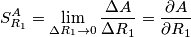 S^A_{R_1}=\lim_{\Delta R_1\to 0}\frac{\Delta A}{\Delta R_1}=\frac{\partial A}{\partial R_1}
