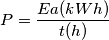 P=\frac{Ea(kWh)}{t (h)}