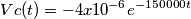 Vc(t) = -4 x 10^{-6}e^{-150000t} Vc(t) = -4 x 10^{-6}e^{-150000t}