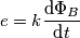 e=k\frac{\text{d}\Phi_B}{\text{d}t}