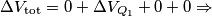 \Delta V_{\text{tot}} =0+\Delta V_{Q_1}+0+0 \Rightarrow \Delta V_{\text{tot}} =0+\Delta V_{Q_1}+0+0 \Rightarrow