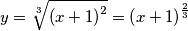 y=\sqrt[3]{\left(x+1\right)^{2}}=\left(x+1\right)^{\frac{2}{3}}