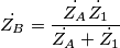 \dot{Z_B} = \frac{\dot{Z_A} \dot{Z_1}}{\dot{Z_A} + \dot{Z_1}}