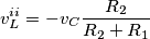 v^{ii}_L = -v_C\frac{R_2}{R_2+R_1}\frac{}{} v^{ii}_L = -v_C\frac{R_2}{R_2+R_1}\frac{}{}