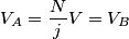V_A = \frac{N}{j} V= V_B