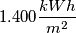 1.400 \frac {kWh}{m^2}