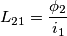 L_{21}={\phi_{2} \over i_1} L_{21}={\phi_{2} \over i_1}