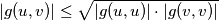 |g(u, v)| \leq \sqrt{|g(u, u)| \cdot |g(v, v)|} |g(u, v)| \leq \sqrt{|g(u, u)| \cdot |g(v, v)|}