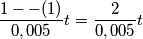 \frac{1--(1)}{0,005}t= \frac2{0,005}{}t \frac{1--(1)}{0,005}t= \frac2{0,005}{}t