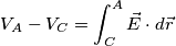 V_{A}-V_{C} = \int_{C}^{A} \vec{E}\cdot d\vec{r}