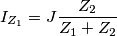 I_{Z_1}= J\frac {Z_2}{Z_1+Z_2}