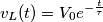 v_L(t)=V_0e^{-\frac{t}{\tau}} v_L(t)=V_0e^{-\frac{t}{\tau}}