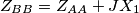 Z_{BB}=Z_{AA}+JX_{1} Z_{BB}=Z_{AA}+JX_{1}