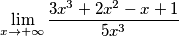 \lim_{x\rightarrow +\infty}\frac{{3x^3+2x^2}-x+1}{5x^3}
