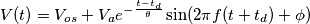 V(t) = V_{os} + V_ae^{-\frac{t - t_d}{\theta}}\sin(2\pi f(t + t_d) + \phi)