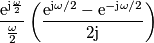 \frac{\text{e}^{\text{j}\frac{\omega}{2}}}{\frac{\omega}{2}}\left(\frac{\text{e}^{\text{j}\omega/2}-\text{e}^{-\text{j}\omega/2}}{2\text{j}}\right)