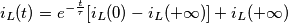 i_L(t) = e^{-\frac{t}{\tau}}[i_L(0) - i_L(+\infty)] + i_L(+\infty)