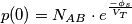 p(0)=N_{AB}\cdot e^{\frac{-\phi _{s}}{V_{T}}}