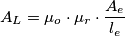 A_{L}=\mu _{o}\cdot \mu _{r}\cdot \frac{A_{e}}{l_{e}}