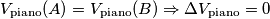 V_{\text{piano}}(A)=V_{\text{piano}}(B) \Rightarrow \Delta V_{\text{piano}}=0 V_{\text{piano}}(A)=V_{\text{piano}}(B) \Rightarrow \Delta V_{\text{piano}}=0