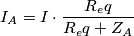 I_{A}=I \cdot \frac {R_eq}{R_eq +Z_A}