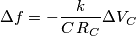 \Delta f=-\frac{k}{C \, R_C} \Delta V_C