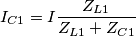 I_{C1}=I\frac{Z_{L1}}{Z_{L1}+Z_{C1}} I_{C1}=I\frac{Z_{L1}}{Z_{L1}+Z_{C1}}