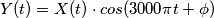 Y(t) = X(t) \cdot cos(3000\pi t + \phi) Y(t) = X(t) \cdot cos(3000\pi t + \phi)