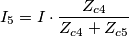 I_{5}= I\cdot\frac {Z_{c4}}{Z_{c4}+Z_{c5}}
