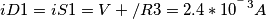 iD1=iS1=V+/R3=2.4*10^{^-3} A