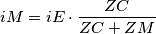 iM=iE\cdot\frac{ZC}{ZC+ZM}