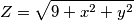 Z = \sqrt{9 + x^{2} + y^{2}}