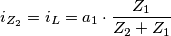i_{Z_2}=i_L=a_1\cdot \frac{Z_1}{Z_2+Z_1}