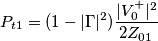 P_{t1} = (1-|\Gamma|^2) \frac{|V_0^+|^2}{2Z_{01}}