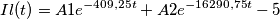 Il(t)=A1e^{-409,25t}+A2e^{-16290,75t}-5