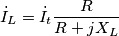 \dot I_L = \dot I_t \frac{R}{{R + jX_L }} \dot I_L = \dot I_t \frac{R}{{R + jX_L }}