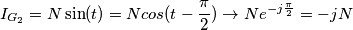 I_{G_{2}} = N \sin(t) = N cos(t - \frac{ \pi }{2}) \rightarrow Ne^{-j \frac{ \pi }{2}} = -jN