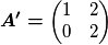 \boldsymbol{A^{\prime}=}\begin{pmatrix}1 & 2\\
0 & 2
\end{pmatrix}